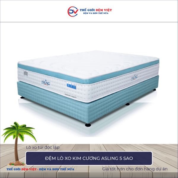 Đệm lò xo Kim Cương Asling 5 sao